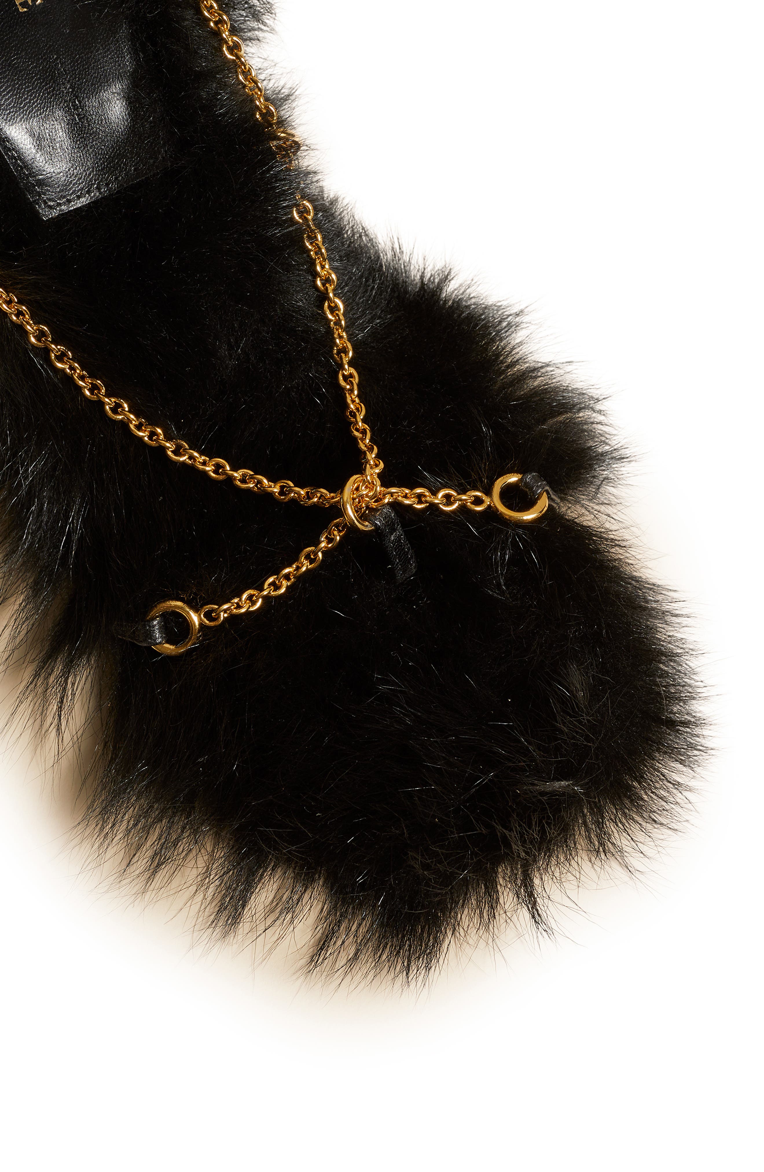 Khaite Marion Strappy Chain Detail Genuine Shearling Sandal, Alternate, color, 