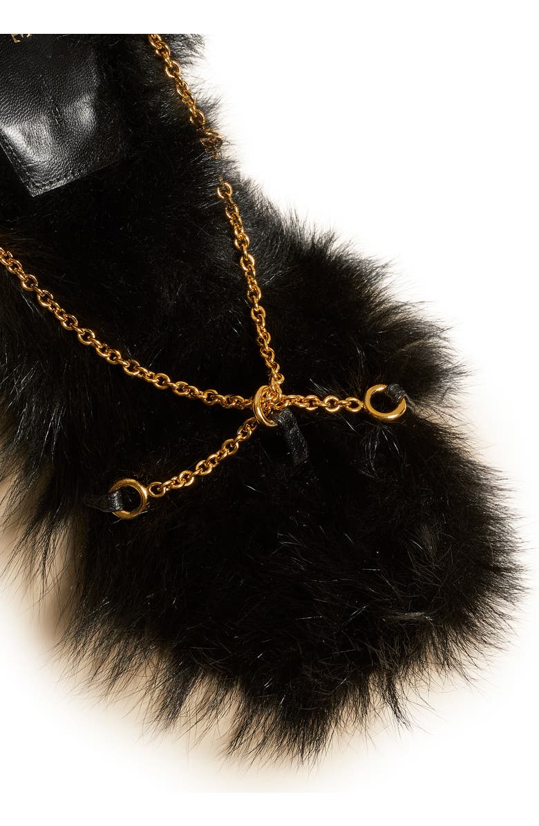 Khaite Marion Strappy Chain Detail Genuine Shearling Sandal, Alternate, color,