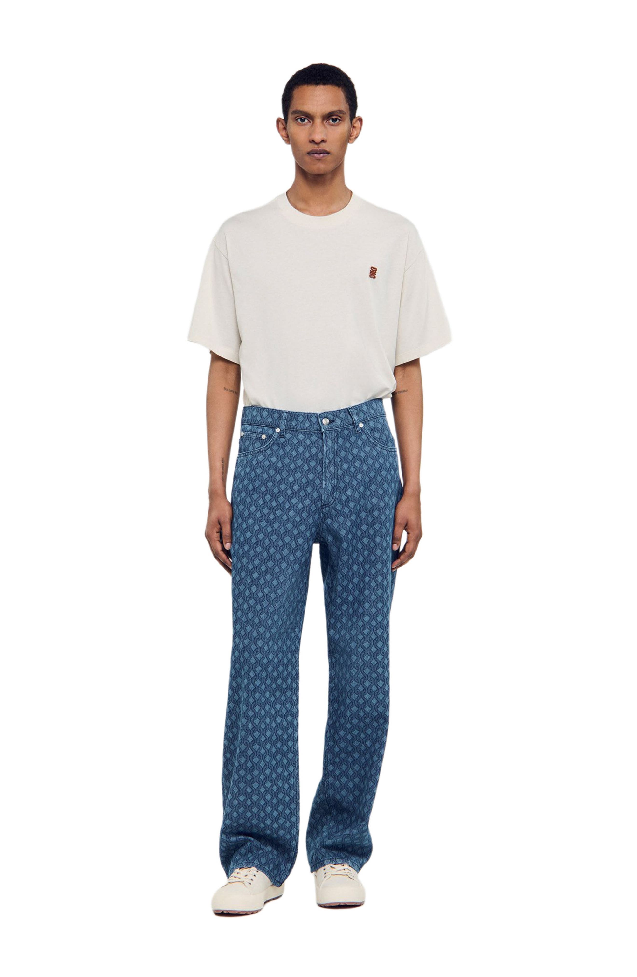 Rope pattern baggy jeans