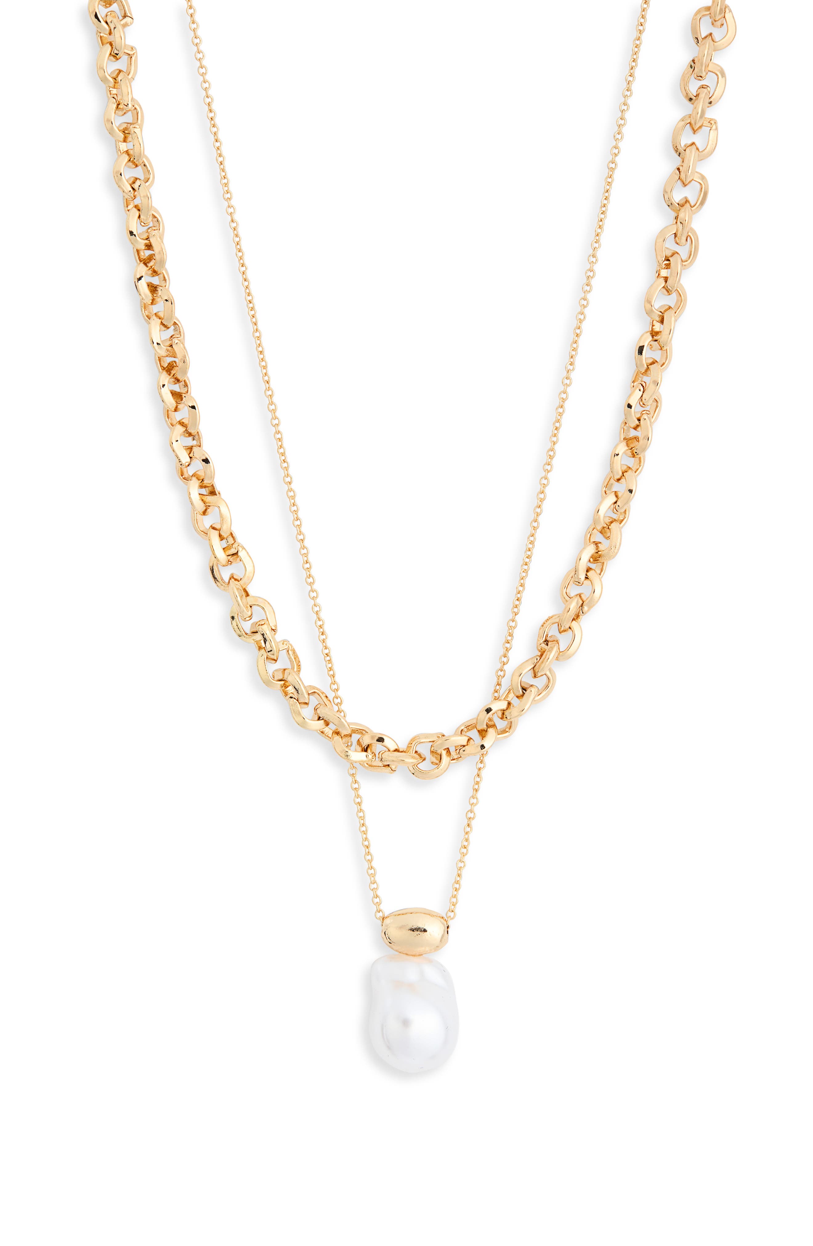 NORDSTROM RACK Faux Pearl Pendant Layered Necklace