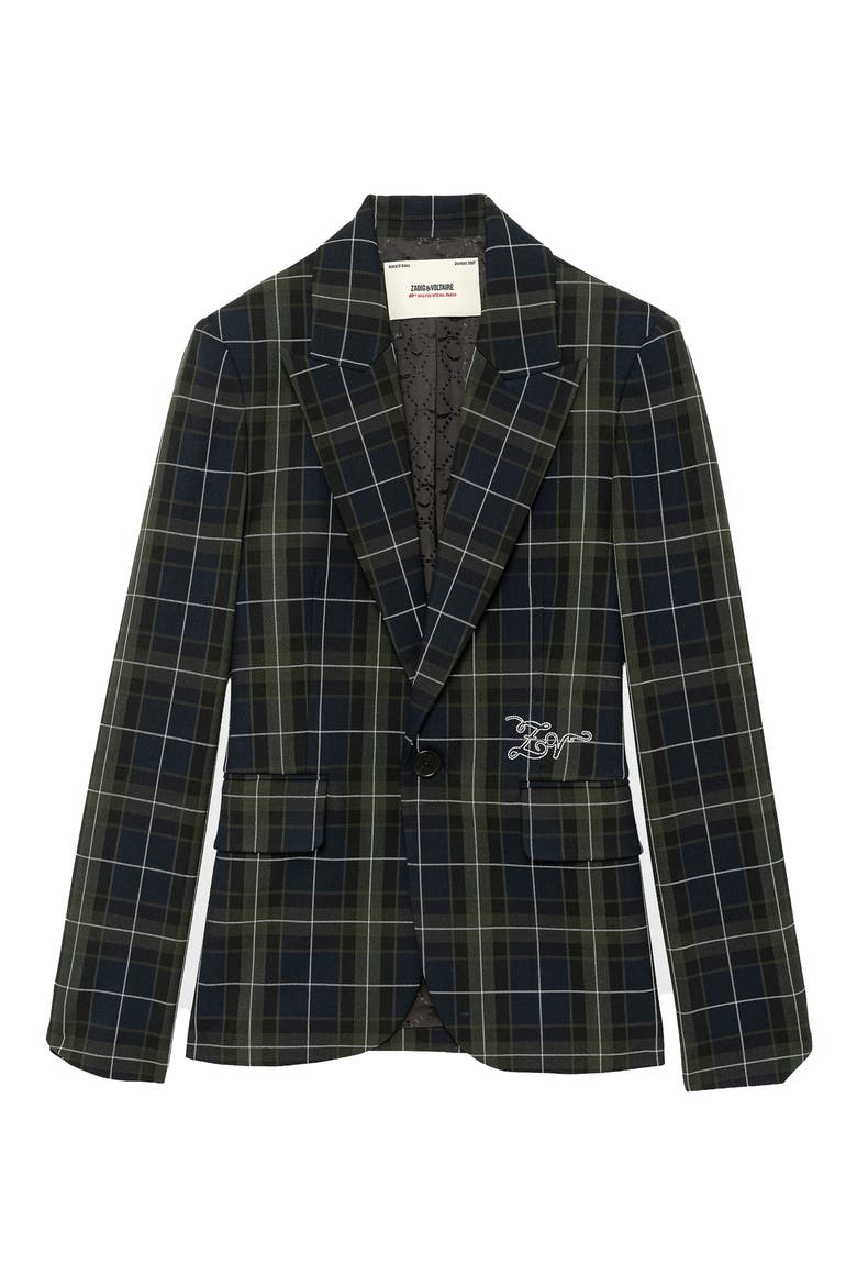 Vavy Tailleur Tartan Blazer, Alternate, color, ENCRE
