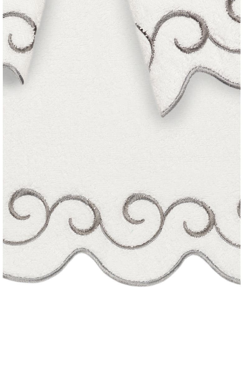 Simplicity Scallop 3-Piece Towel Set, Alternate, color, WHITE/ GRAY