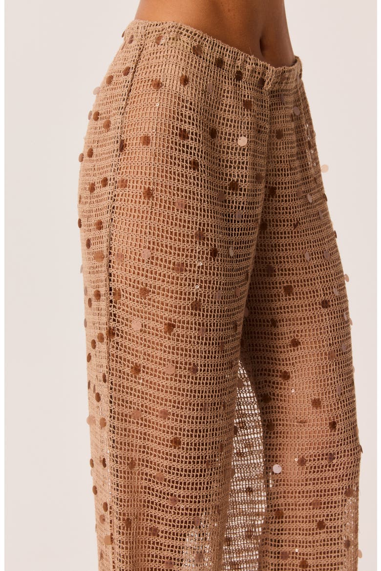 Kelyse Sequin Wide Leg Open Knit Pants, Alternate, color, MOCHA