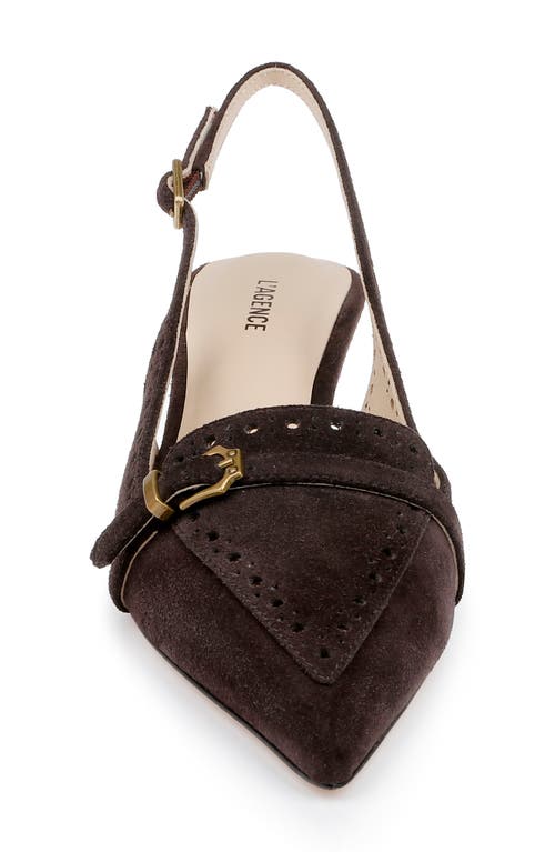 L Agence L'agence Lourdes Slingback Pointed Toe Kitten Heel Pump In Brown