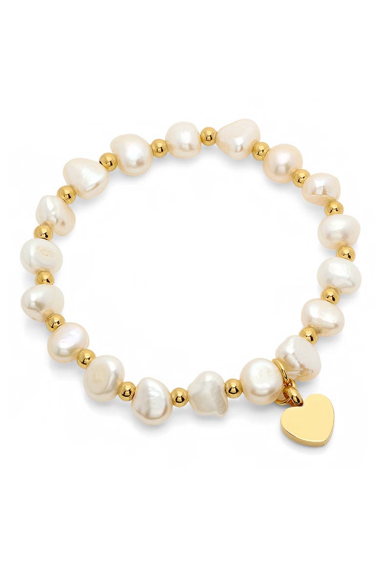 Stretch Simulated Pearl Heart Bracelet, Main, color, YELLOW