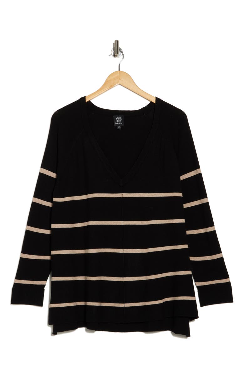 Bobeau V-Neck Exposed Seam Sweater, Alternate, color, 