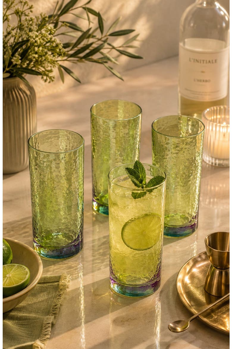 Set of 4 Aperitivo Highball Glasses, Alternate, color, GREEN