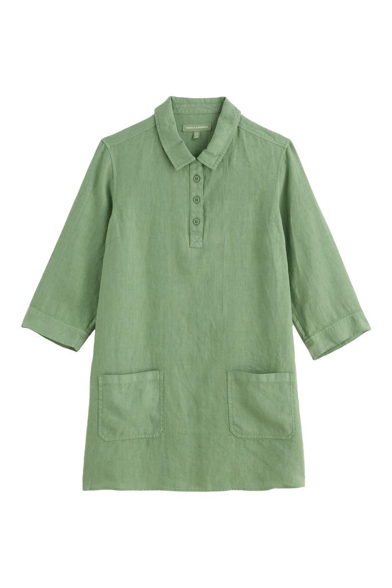 Artist's Journey Collared Linen Tunic, Alternate, color, FOLIAGE