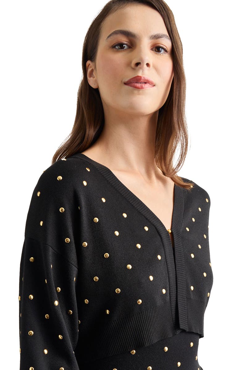 Misook Studded Crop Cardigan, Alternate, color, 