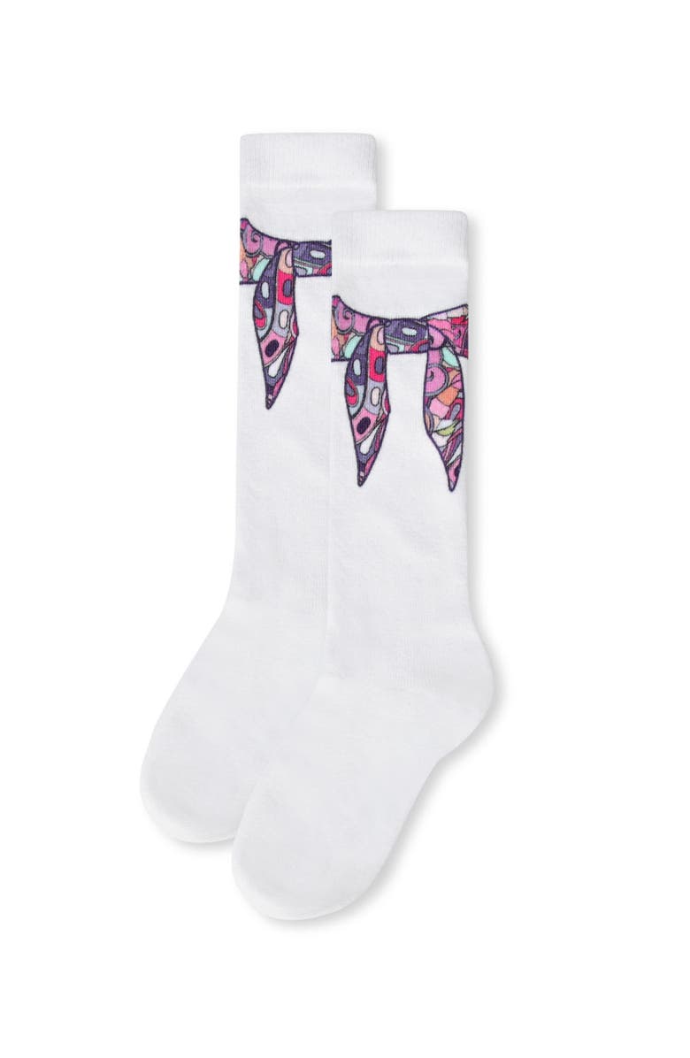 MeMoi Silk Tie Knot Knee High Sock, Alternate, color, White