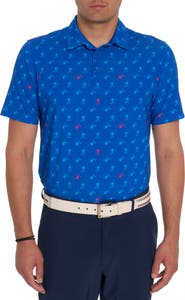 Robert Graham Stinger Skull Print Short Sleeve Performance Golf Polo