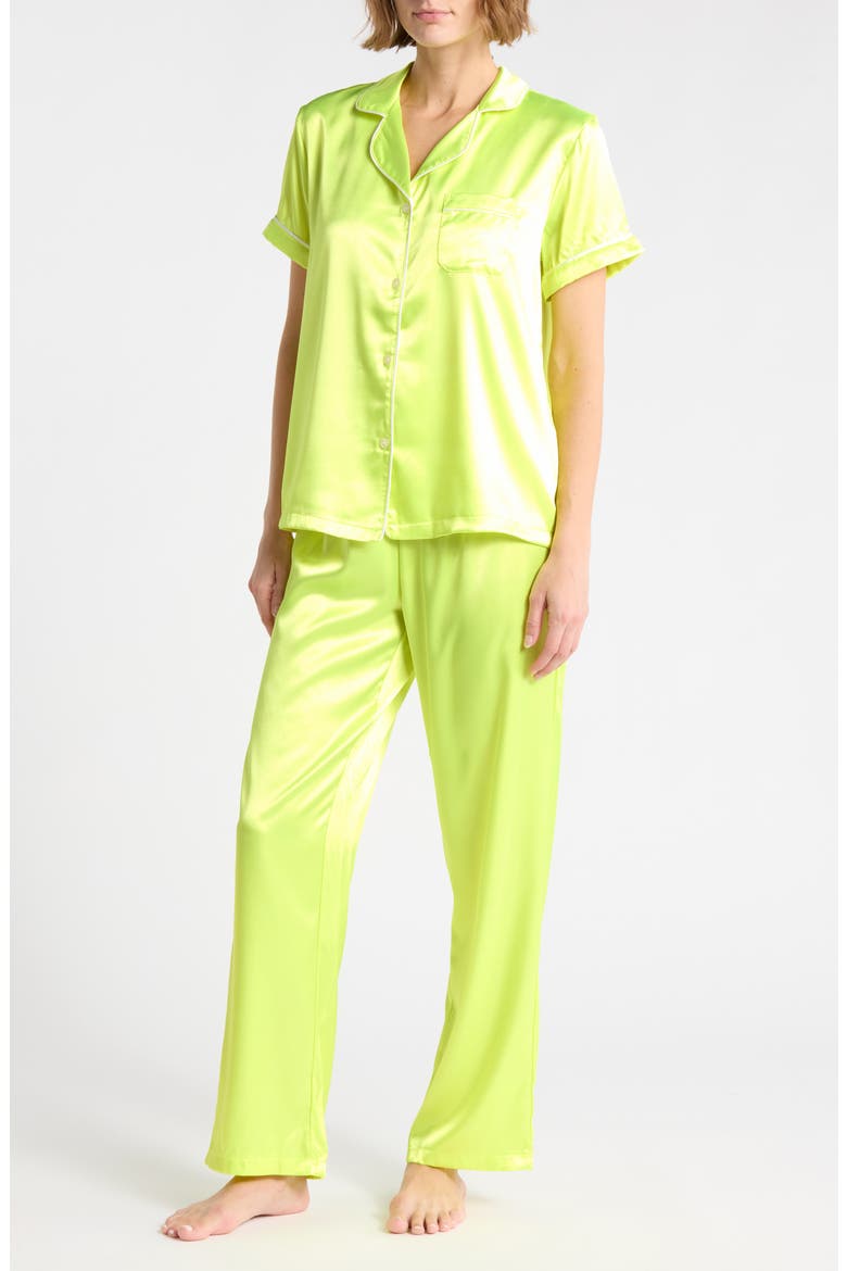 Ginnie Satin Pajamas, Main, color, LIME PUNCH