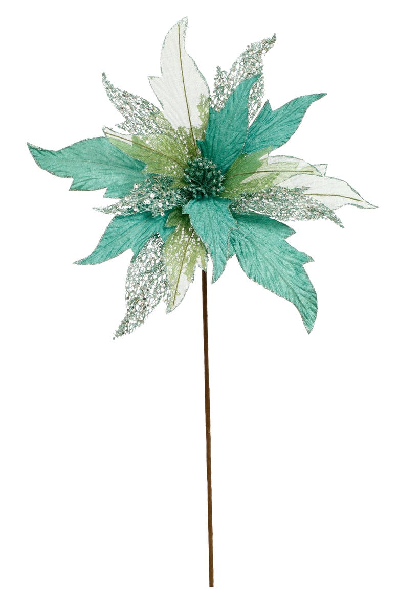 Fancy Poinsettia Stem, Set of 6, Main, color, Turquoise
