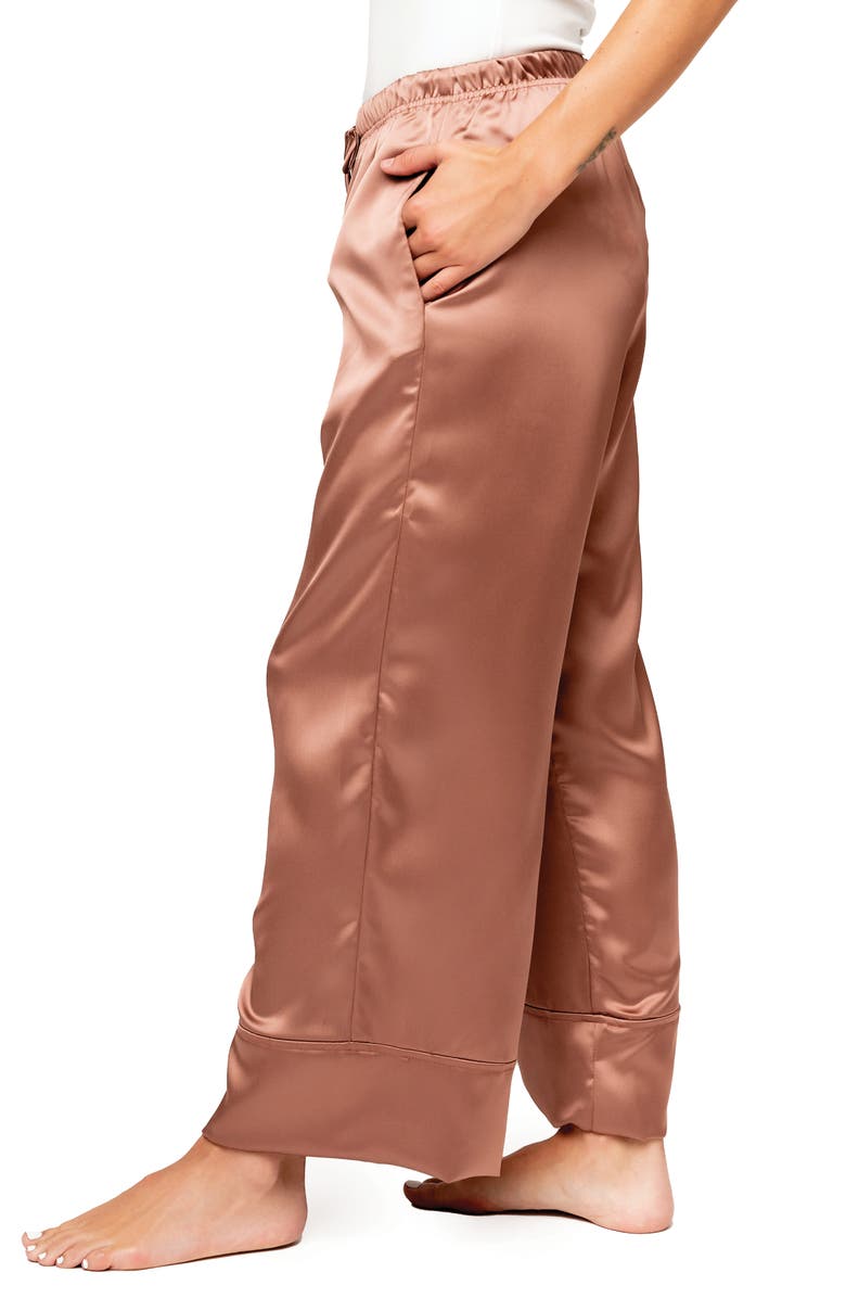 GIBSONLOOK Luxe Lounge Silky Satin Sleep Pants, Alternate, color, Rosewood