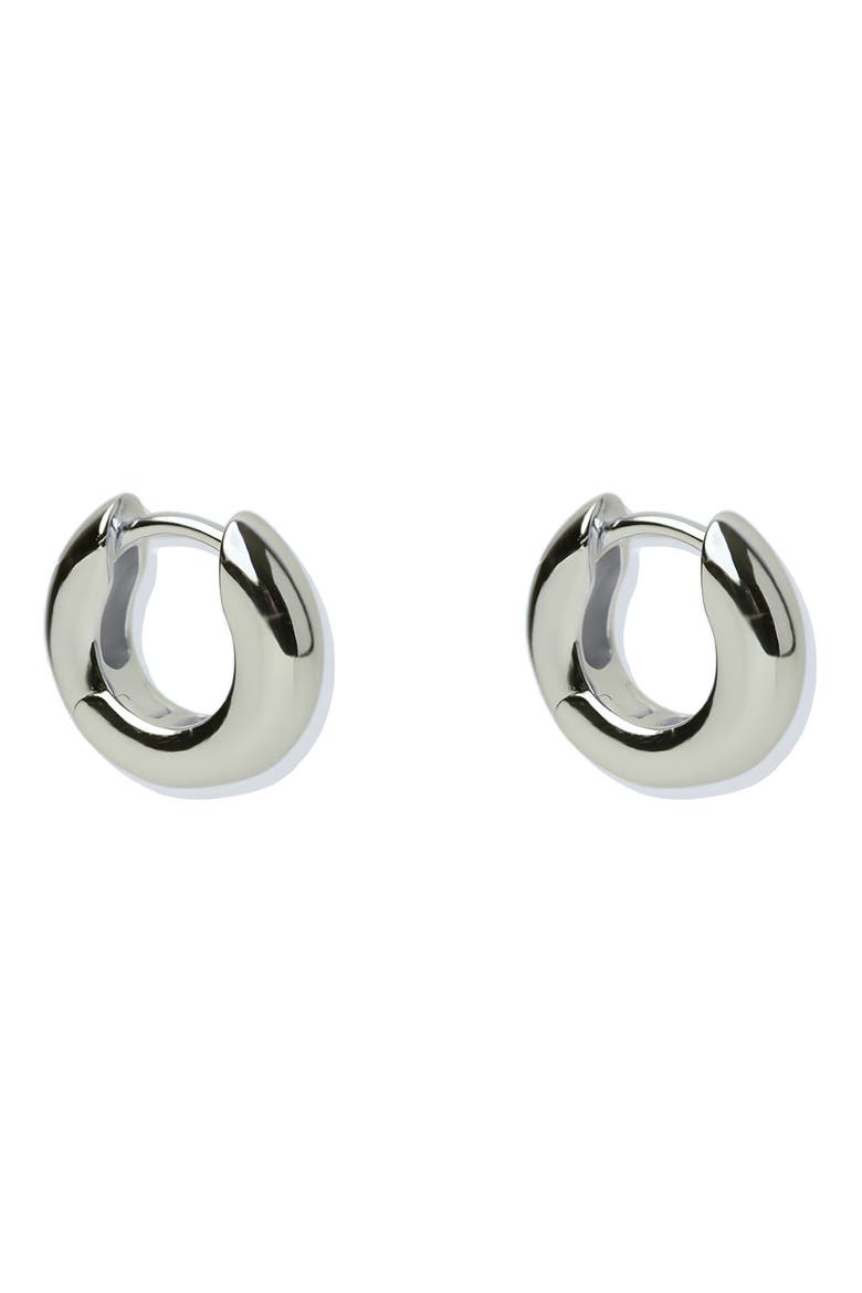 Small Chubby Huggie Hoop Earrings, Main, color, SILVER