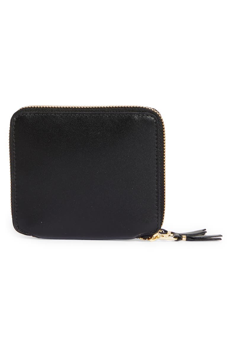 Outside Pocket Two-Compartment Leather Wallet, Alternate, color, BLACK