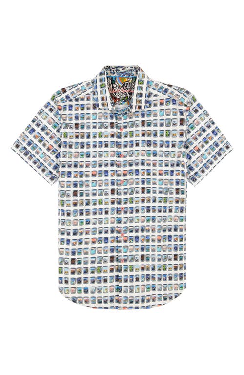 Robert Graham Paradis Portal Short Sleeve Stretch Cotton Button-up Shirt