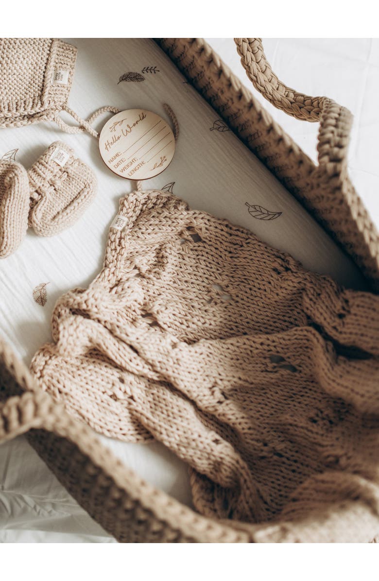 Anzy Home Baby Blanket Hand-Knitted Pointelle, Alternate, color, Sand