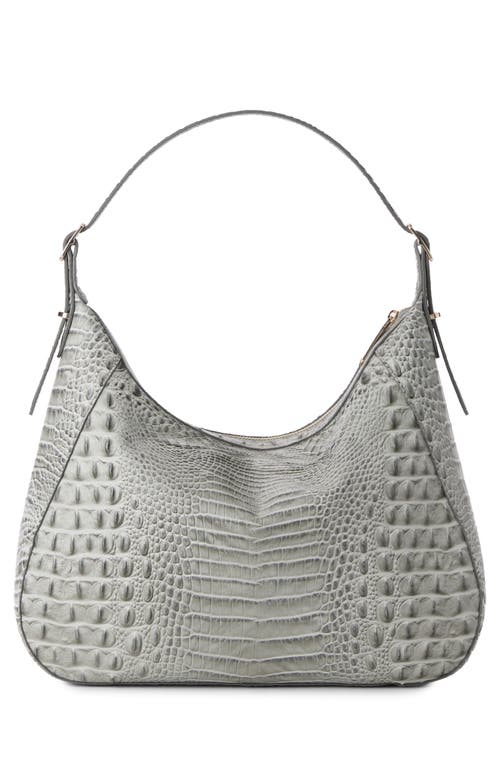 Brahmin Edie Croc Embossed Leather Shoulder Bag In Gray