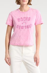 Cinq à Sept Garment Dyed Cotton Graphic Shrunken T-Shirt