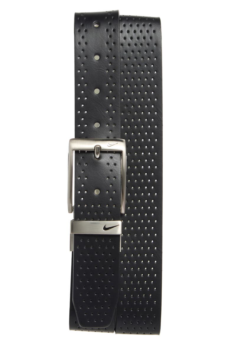 Perforated Reversible Belt, Main, color, WHITE/ BLACK