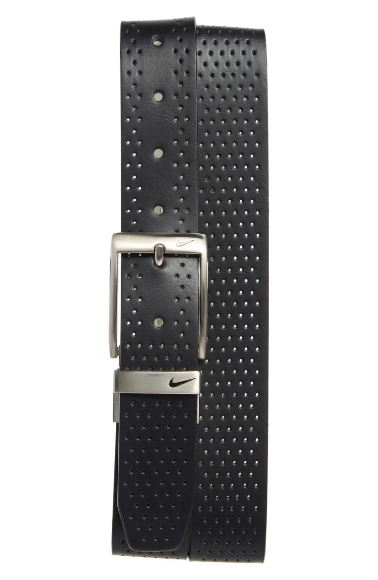 Nike Perforated Reversible Belt, Main, color, White/ Black
