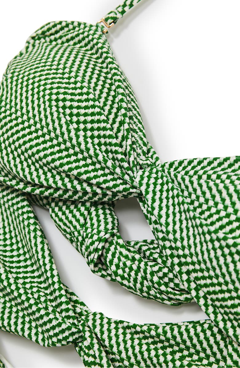 Reiss Nelly Twist Front One-Piece Swimsuit, Alternate, color, Green/ White