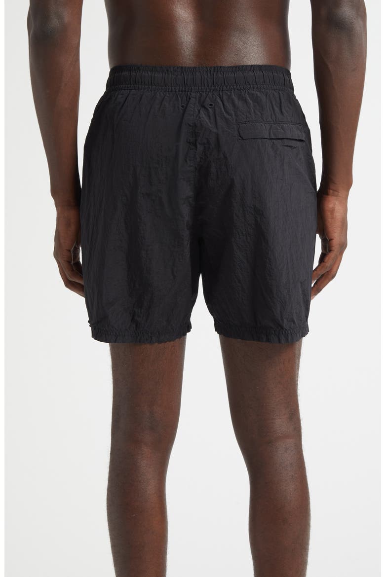 Compass Logo Patch Nylon Swim Trunks, Alternate, color, V0029 BLACK