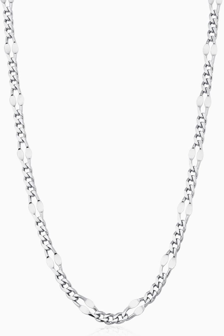 Sterling Silver Figaro Station Link Necklace, Main, color, Sterling Silver