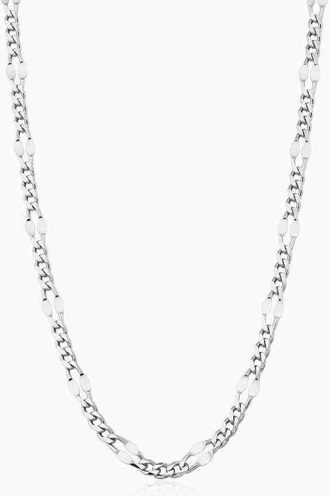 Sterling Silver Figaro Station Link Necklace