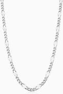 Oradina Sterling Silver Figaro Station Link Necklace