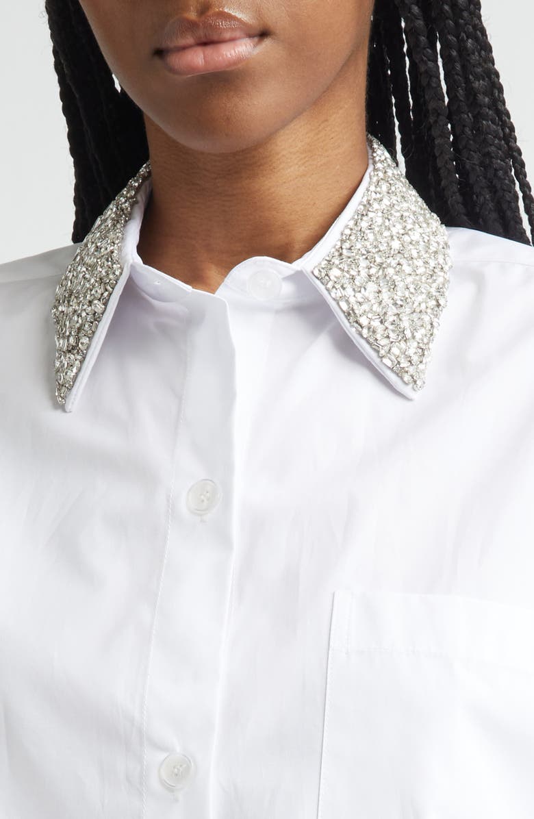 TWP Next Ex Crystal Collar Cotton Shirt, Alternate, color, White