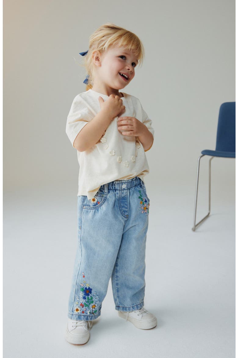Kids' Floral Embroidered Jeans, Alternate, color, BLUE