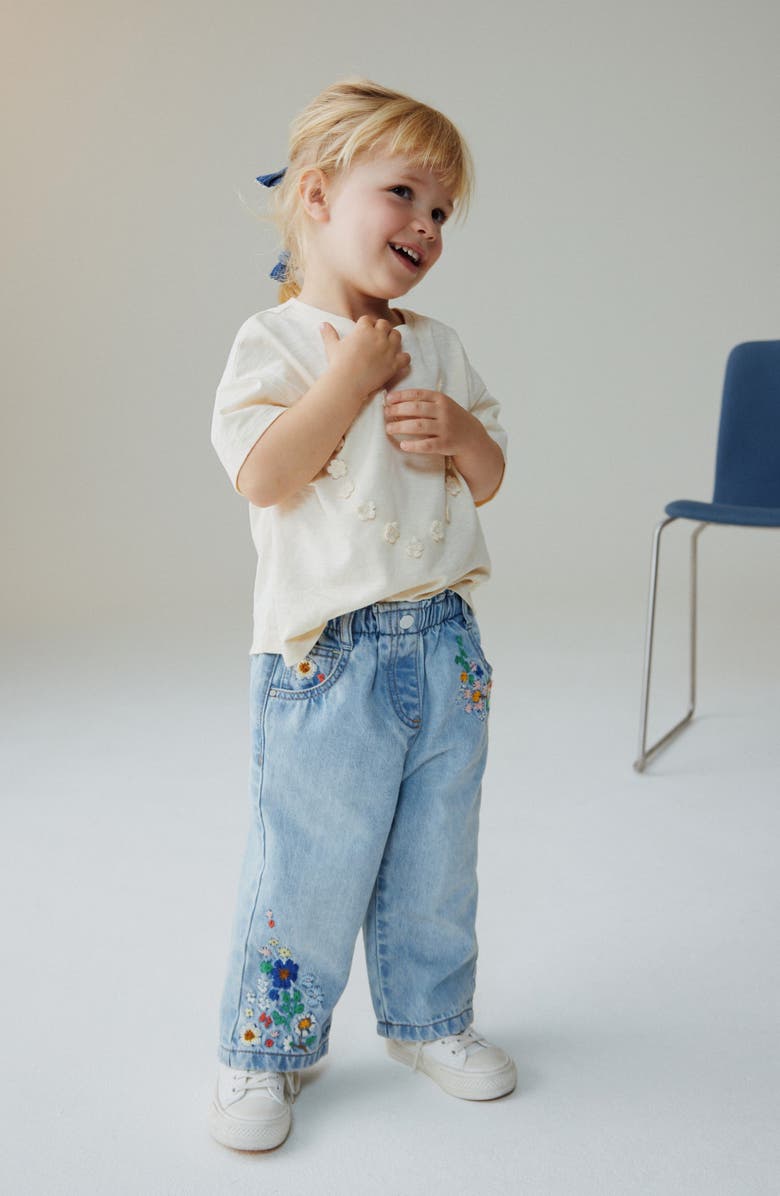 NEXT Kids' Floral Embroidered Jeans, Alternate, color, Blue