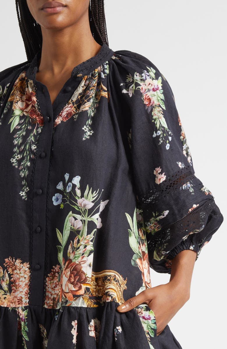 Camilla Noble Endeavors Puff Sleeve Linen Shirtdress, Alternate, color, Noble Endeavors