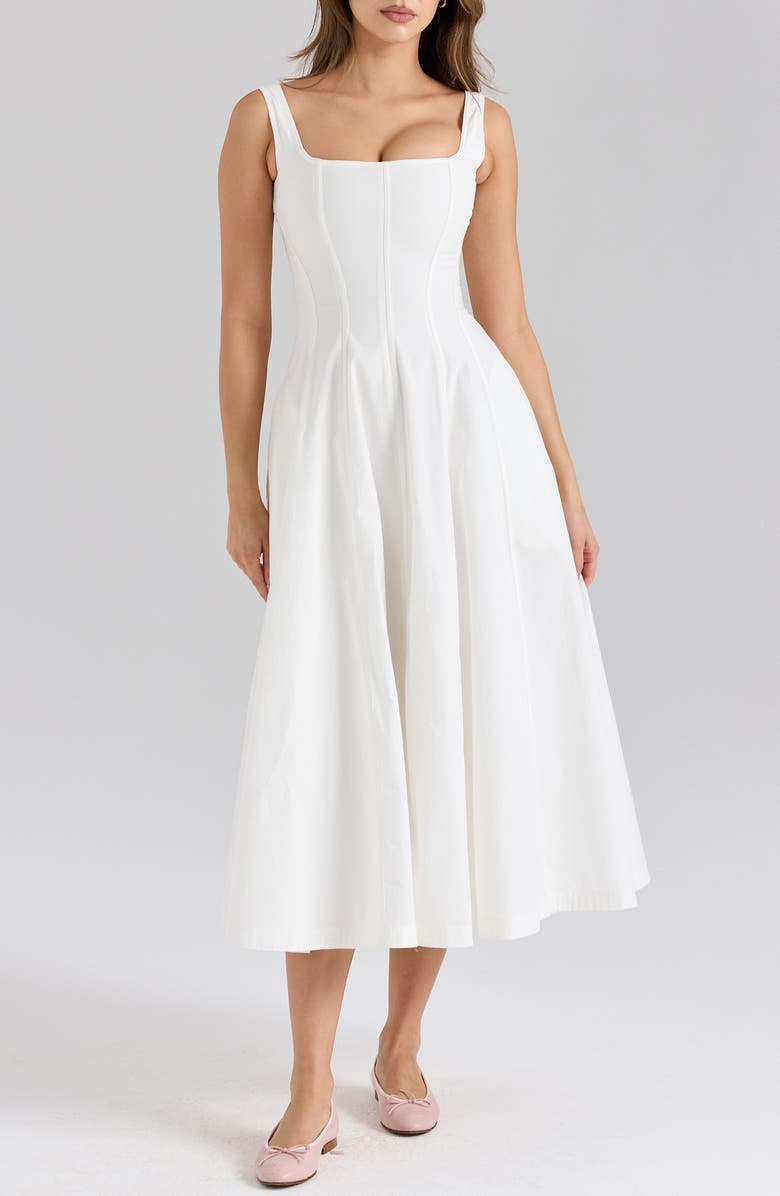 HOUSE OF CB Mariabella A-Line Midi Dress, Main, color, Cloud Dancer