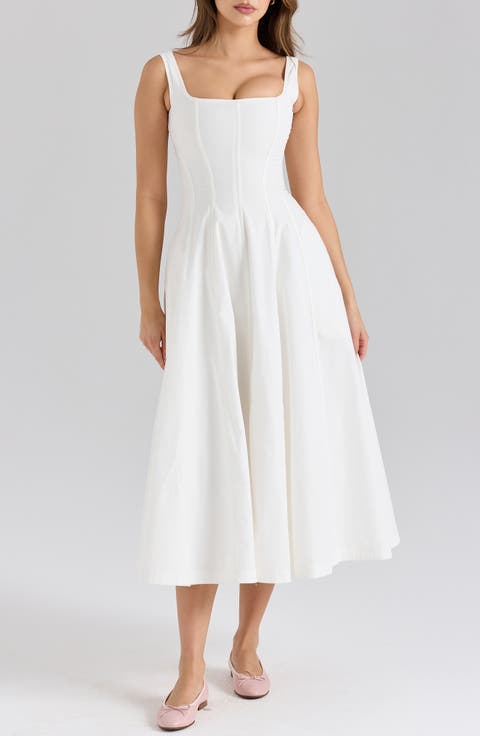 house of cb perle ホワイト ミディ丈ドレス xs House of CB Perle Lace Trim Midi Dress White Size XS / AU 6
