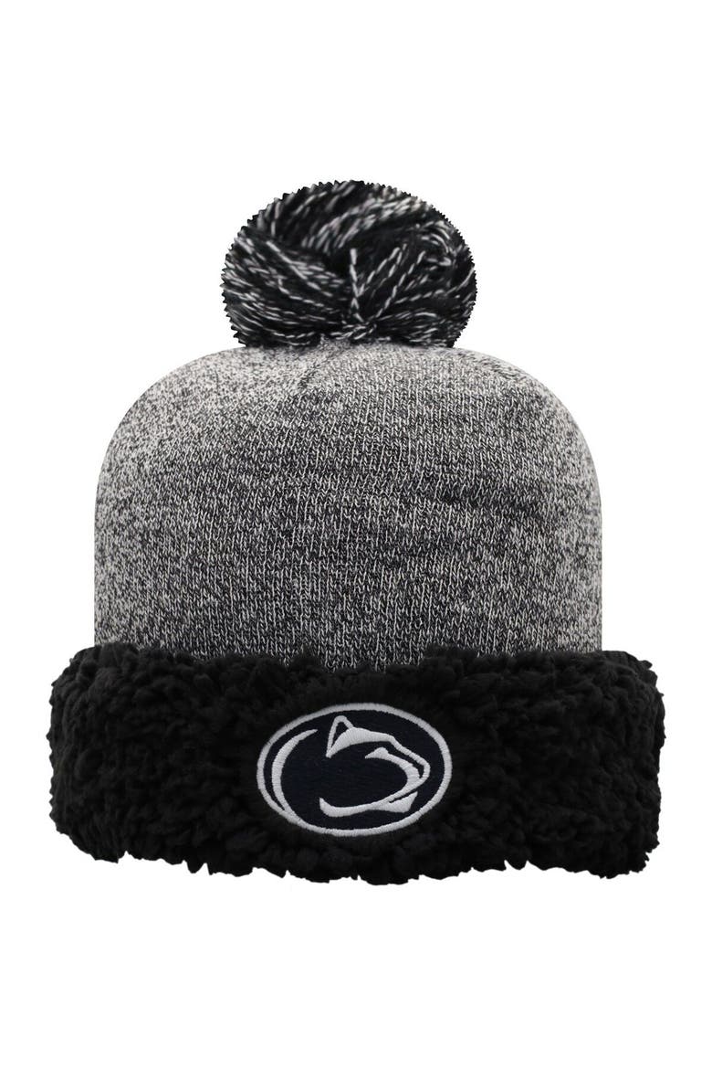 Women's Top of the World Black Penn State Nittany Lions Snug Cuffed Knit Hat with Pom, Main, color, Black