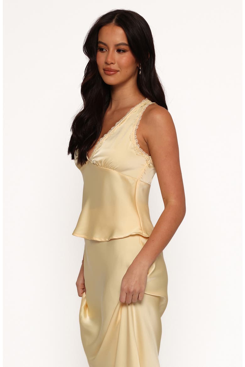 Kelso Lace Trim Satin Tank, Alternate, color, LEMON