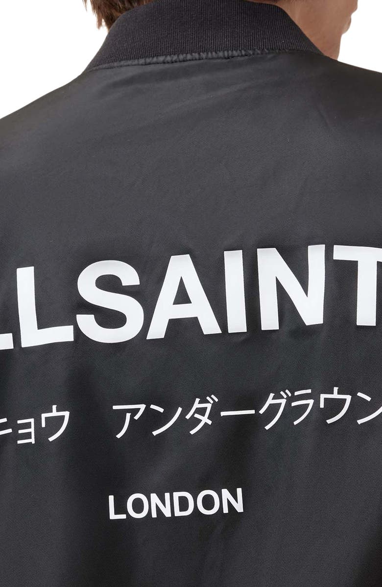 AllSaints Underground Bomber Jacket, Alternate, color, Black
