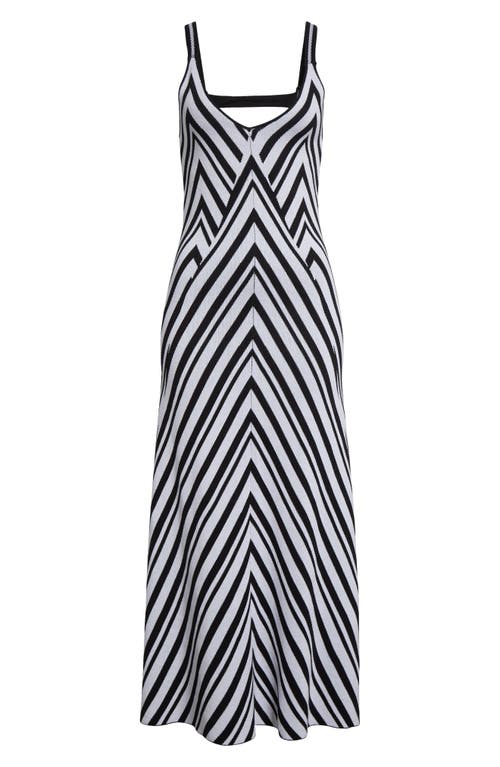 Farm Rio Chevron Stripe Sweater Dress In Black And White