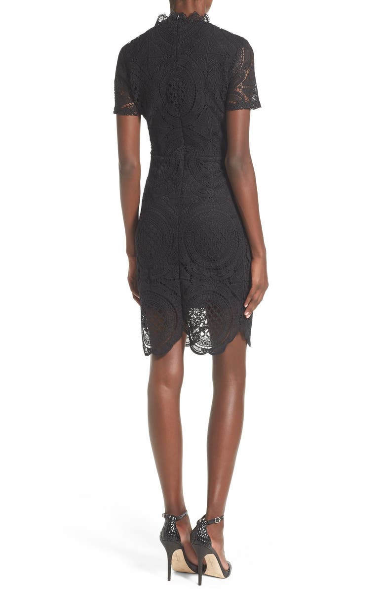 Missguided Crochet Mock Neck Sheath Dress, Alternate, color, 