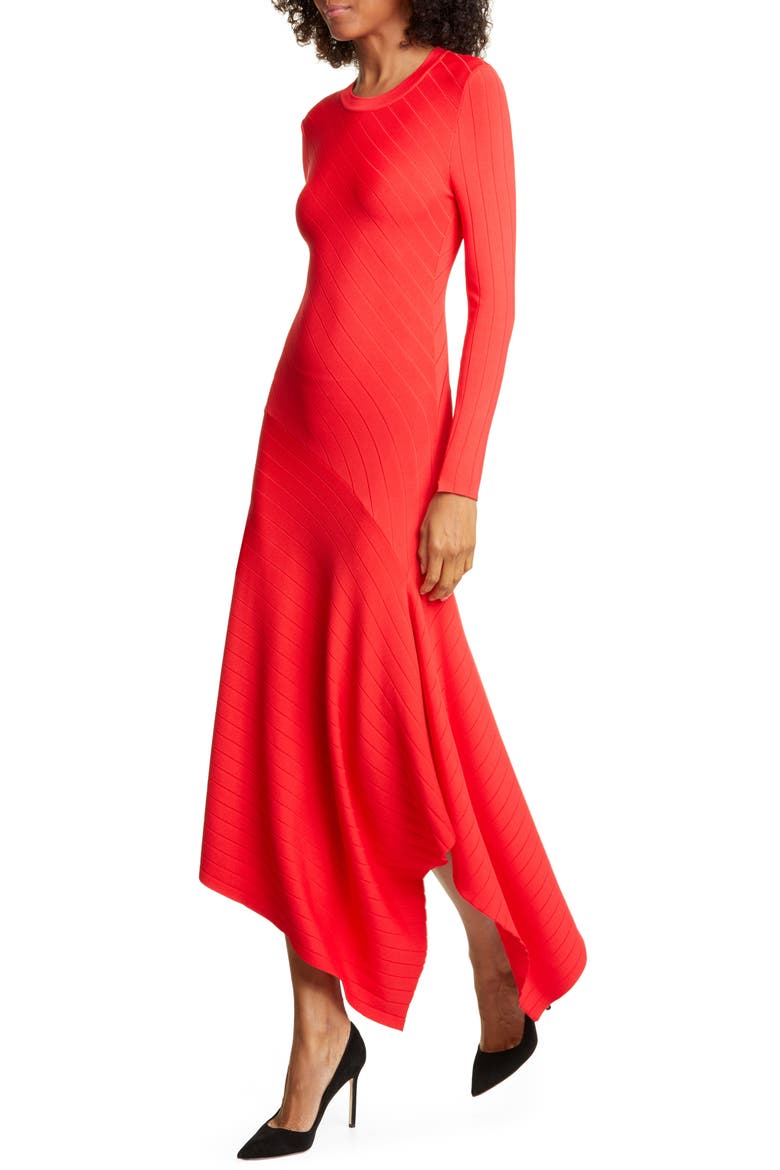 Viviana Asymmetrical Long Sleeve Dress, Alternate, color, RED