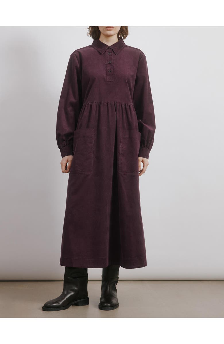 Albaray Cord Placket Midi Dress, Alternate, color, Burgundy