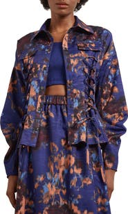 Misook Structured Corset Laced Woven Jacket