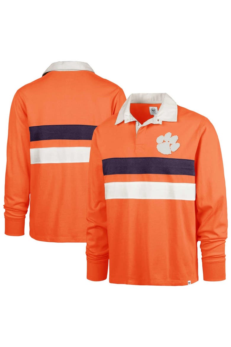 Men's '47 Orange Clemson Tigers Clubhouse Knox Thames Rugby Long Sleeve Polo, Main, color, Orange