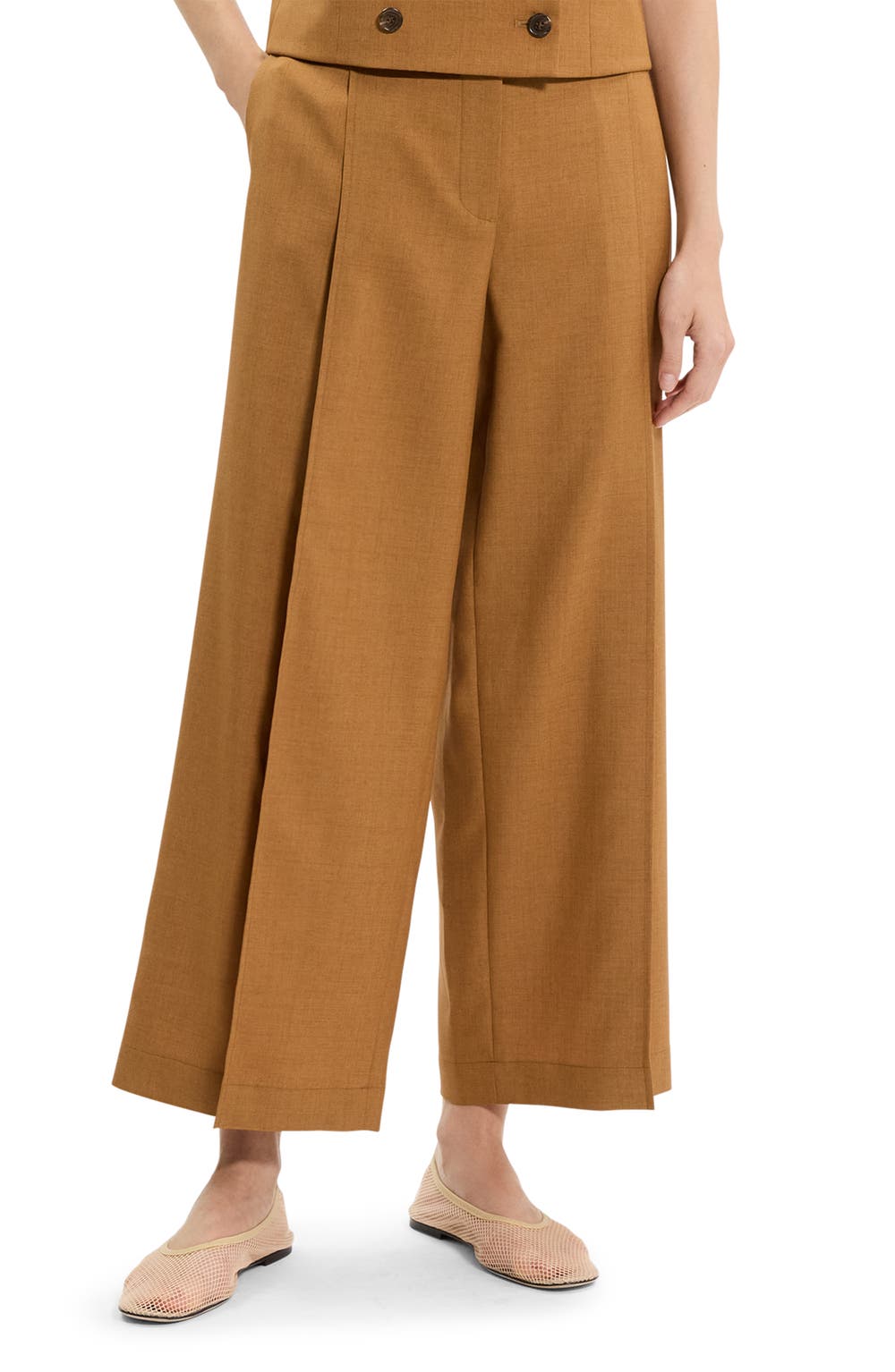 City Pleated High Waist Wide Leg Pants, color, COPPER
