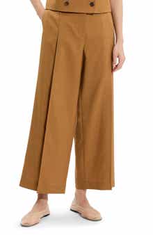 Theory City Pleated High Waist Wide Leg Pants