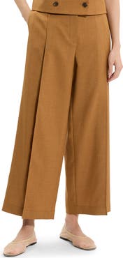 Theory City Pleated High Waist Wide Leg Pants