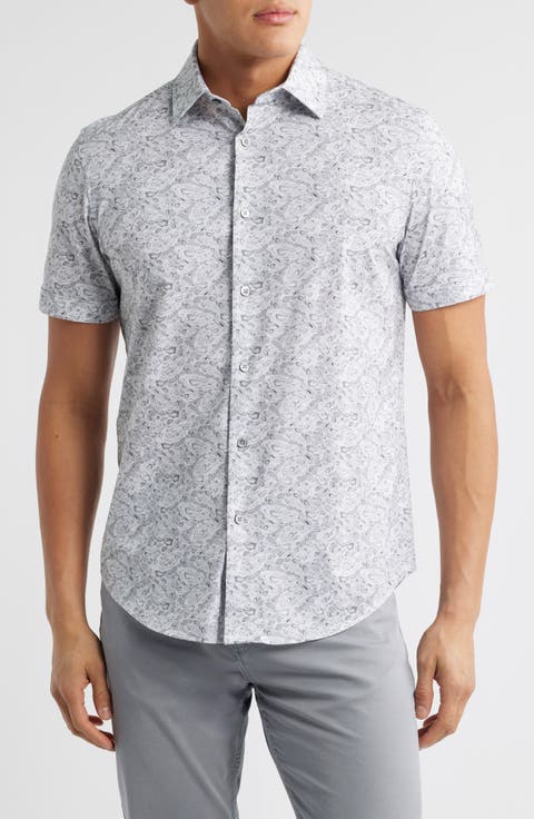 Miles OoohCotton® Abstract Print Short Sleeve Button-Up Shirt